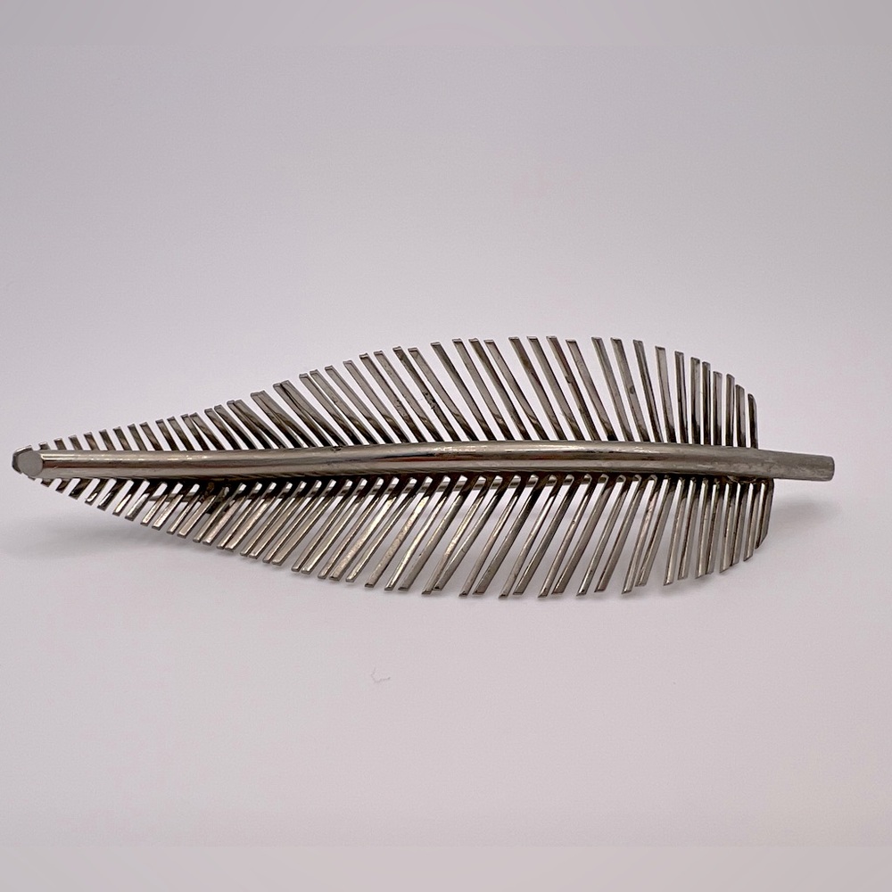 Silver Tone Leaf Brooch Pin